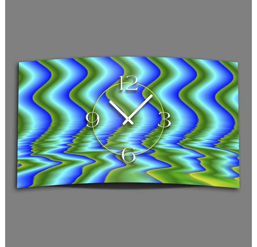 dixtime Wanduhr Digital Designer Art abstrakt Wellen Designer Wanduhr modernes Wanduhr (Einzigartige 3D-Optik aus 4mm Alu-Dibond) von dixtime