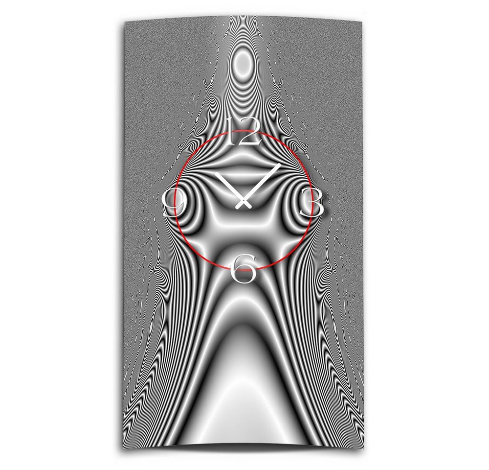 dixtime Wanduhr Psychedelic grau hochkant Designer Wanduhr modernes Wanduhren Design (Einzigartige 3D-Optik aus 4mm Alu-Dibond) von dixtime