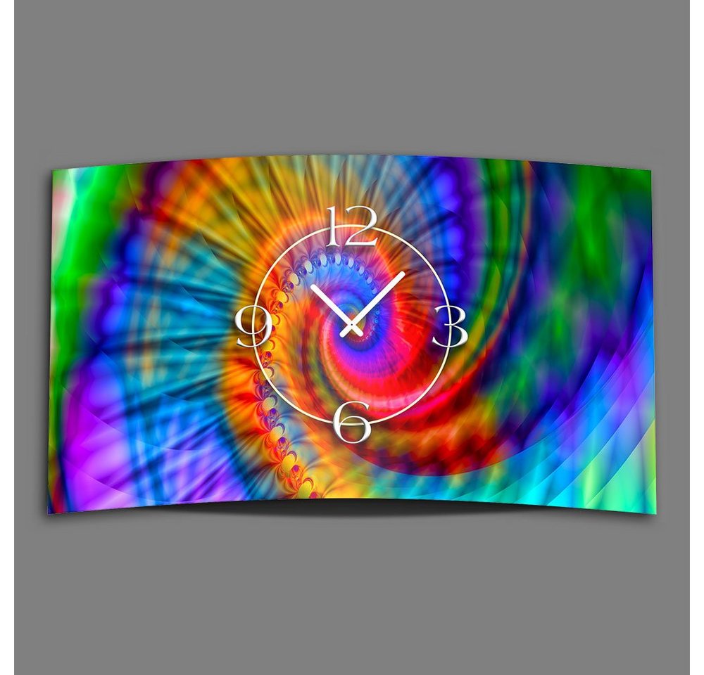 dixtime Wanduhr Psychodelic Regenbogen Designer Wanduhr modernes Wanduhren Design (Einzigartige 3D-Optik aus 4mm Alu-Dibond) von dixtime