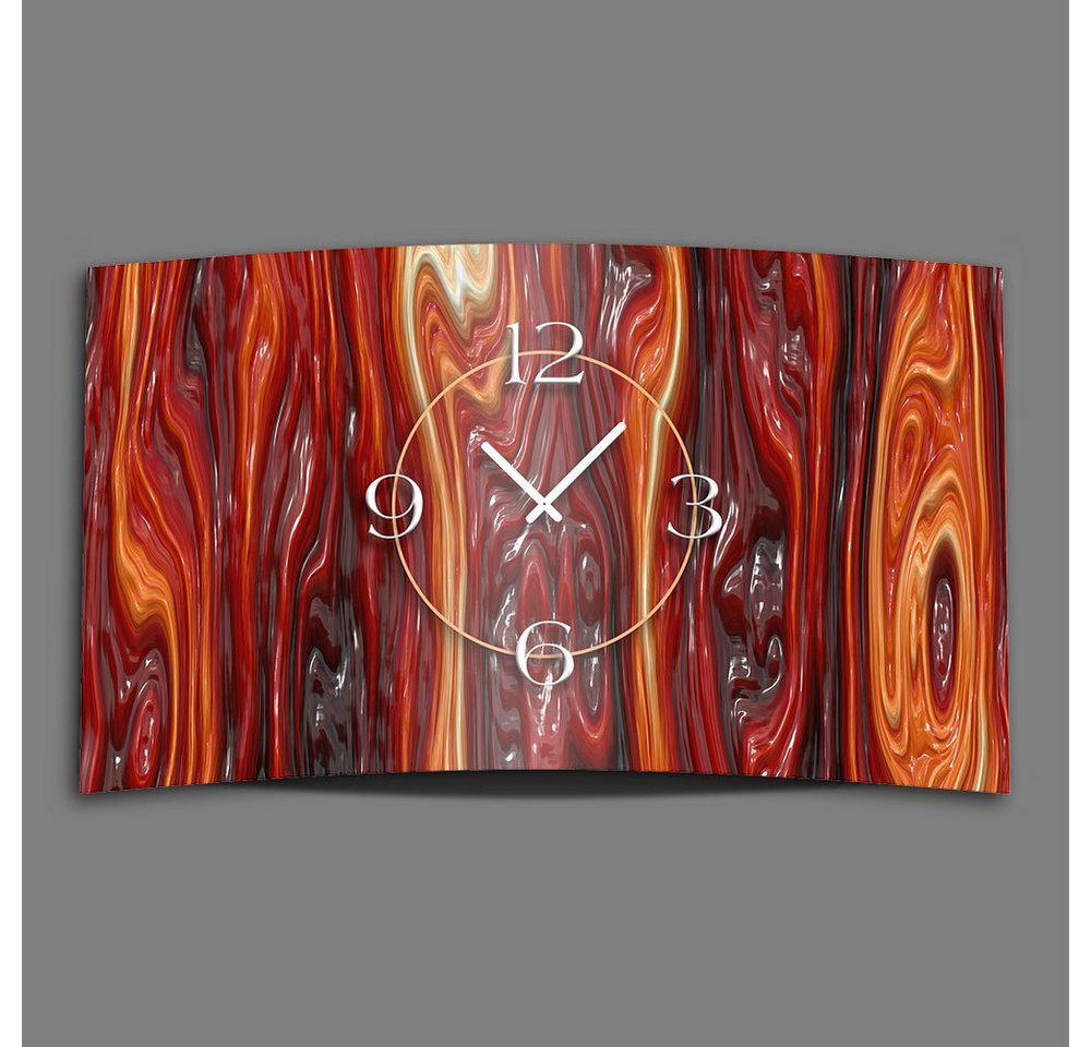 dixtime Wanduhr geschmolzenes Glas rot Designer Wanduhr modernes Wanduhren Design (Einzigartige 3D-Optik aus 4mm Alu-Dibond) von dixtime