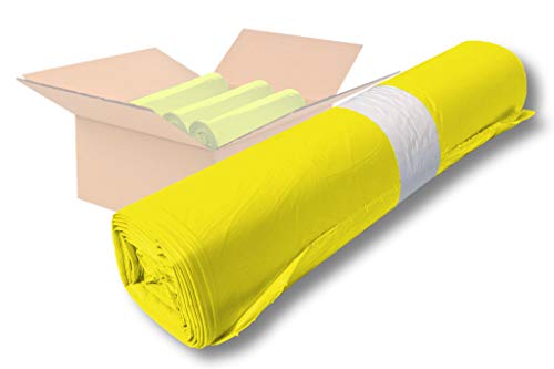 dm-folien gmbh Müllsäcke 120 Liter - 700 x 1100 mm | 500 Stück | Gelbe Abfallsäcke | Reißfeste Entsorgungssäcke aus Regenerat | 70 x 110 cm | (18 my - Gelb) von dm-folien gmbh