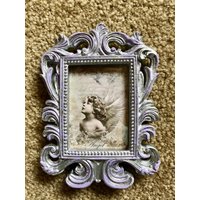 Lavendel Engel Vintage Bild Miniatur Mini Silber Rahmen Tier Shabby Chic Doodaba von doodaba