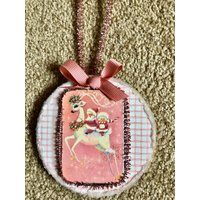 Vintage Weihnachten Weihnachtsmann Frau Mauve Rosa Rentier Bild Decoupage Ephemera Glitter Holz Ornament Shabby Chic Handgemachte Doodaba von doodaba