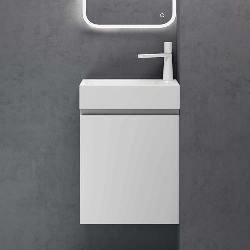 doporro Badmöbel Set Waschtisch mit Unterschrank Waschbecken-Unterschrank für Gäste-WC 46cm in matt weiß Design Waschplatz Wandmontage Pisa 02 doporro Badmöbel Set Waschtisch mit Unterschrank Waschbecken-Unterschrank für Gäste-WC 46cm in matt weiß Design Waschplatz Wandmontage Pisa 02 von doporro