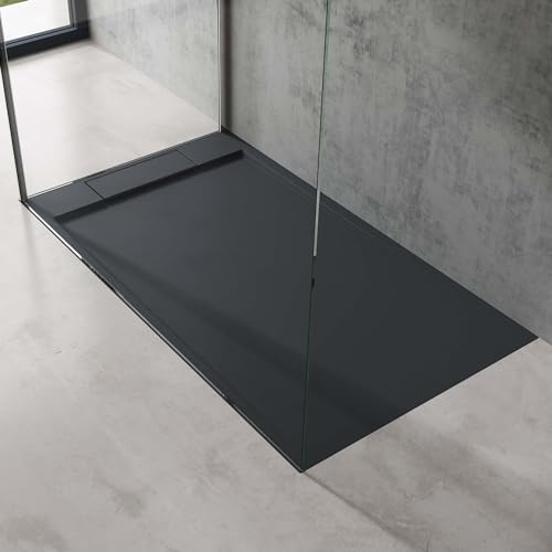 doporro Duschtasse Duschwanne 80x140x4 flach Mineralguss in Anthrazit DIN-Anschlüsse für bodengleiche Montage geeignet Geoma04 doporro Duschtasse Duschwanne 80x140x4 flach Mineralguss in Anthrazit DIN-Anschlüsse für bodengleiche Montage geeignet Geoma04 von doporro