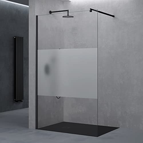 doporro Luxus Duschwand für Dusche Duschabtrennung 110x200cm Schwarz Walk-In Dusche 8mm ESG-Sicherheitsglas Milchglas-Streifen inkl. Nanobeschichtung Bremen01MS doporro Luxus Duschwand für Dusche Duschabtrennung 110x200cm Schwarz Walk-In Dusche 8mm ESG-Sicherheitsglas Milchglas-Streifen inkl. Nanobeschichtung Bremen01MS von doporro