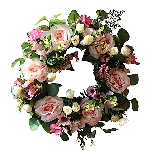 Kranz Blumenkranz Künstliche Türkranz romantische Rosensimulation Girlande für Hochzeitsfeier -Dekoration Licht von dsbdrki