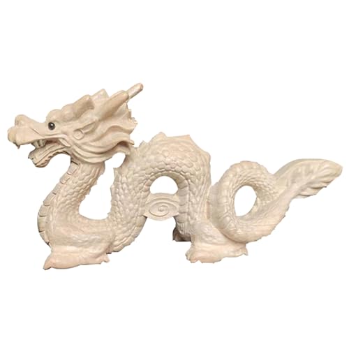 dsbdrki Sammlerfigur Figuren Holzdrache, 7,5 Zoll Lange Drache Skulptur Gute glückliche Tierfiguren Realistische chinesische Drachenfigur für Home Office von dsbdrki