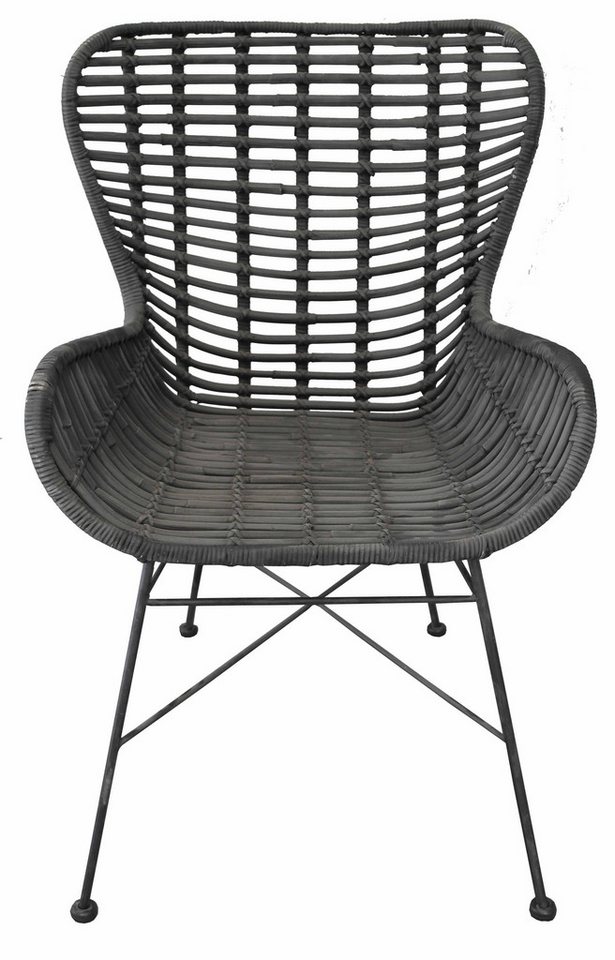 dynamic24 Esszimmerstuhl, Stuhl Rattan Schwarz von dynamic24