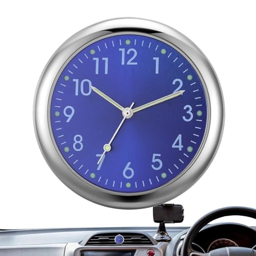 Auto Armaturenbrett Uhr, Dashboard Uhr, Car Dashboard Clock, Auto Uhr mit Doppelseitigem Aufkleber und Lüftungsclip, Quarz-Autouhr für Auto Innendekoration (blaue Uhr) von dzqad