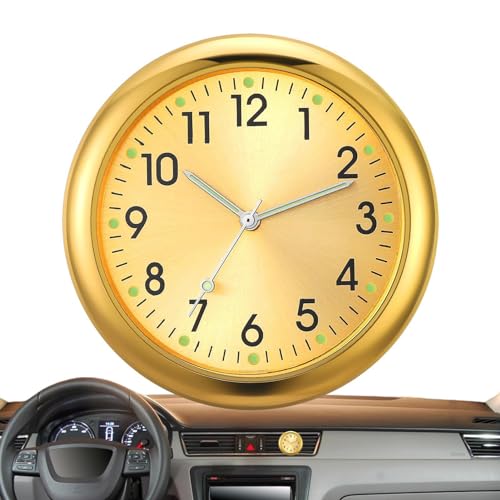 Auto Armaturenbrett Uhr, Dashboard Uhr, Car Dashboard Clock, Auto Uhr mit Doppelseitigem Aufkleber und Lüftungsclip, Quarz-Autouhr für Auto Innendekoration (goldene Uhr) von dzqad