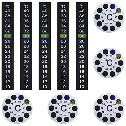 eMagTech 10 Stück Thermometer Aufkleber selbstklebend Farbwechsel digitale Temperaturanzeige sofort ablesbare Temperaturaufkleber für Aquarien Milchflaschen von eMagTech