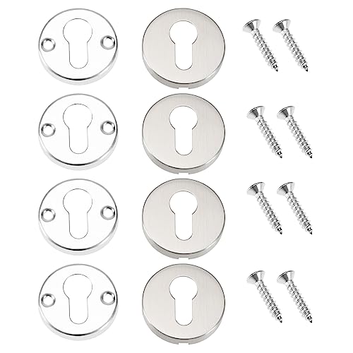 eMagTech 4 Sets Verdeckte Schlüssellochabdeckung Tür Schlüsselabdeckung Edelstahl Rosette Schlüsselloch Abdeckung Tür Zubehör für Schränke Schublade 53 mm Silber von eMagTech