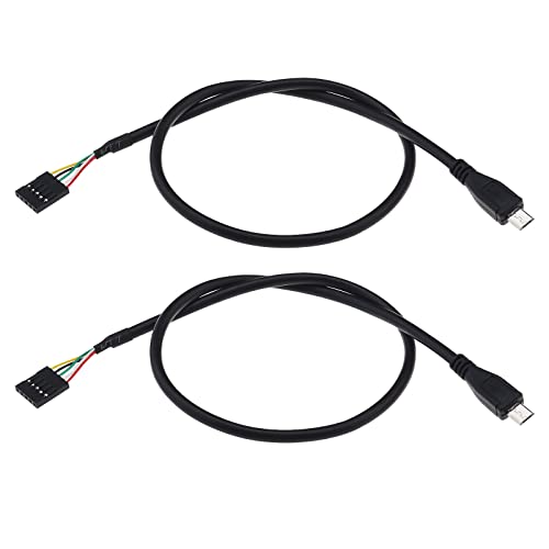 eMagTech 2 x USB-Header auf Micro-USB-Kabel, 5-polige Motherboard-Buchsenleiste auf Micro-USB-Adapter, Verlängerungskabel, Computer-Zubehör, 50 cm von eMagTech