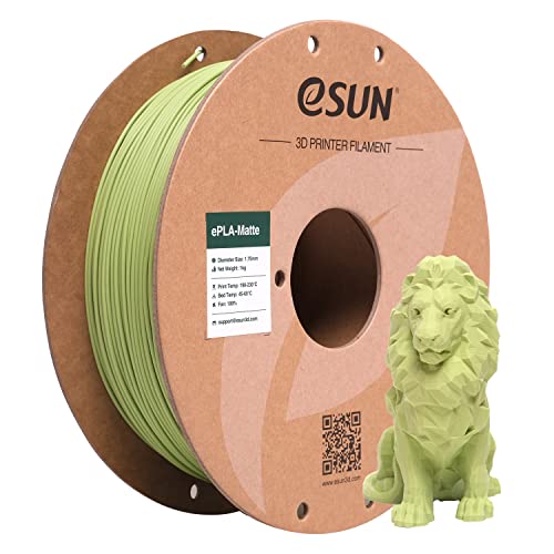 eSUN Aufgerüstet Matte PLA Filament 1.75mm, Matte PLA 3D Drucker Filament, Maßgenauigkeit +/- 0.02mm, 1KG Spule (2.2 LBS) 3D Druck Filament für 3D Drucker, Matte Matcha-Grün von eSUN