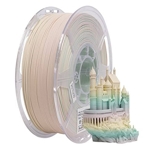 eSUN Matte Regenbogen PLA Filament 1.75mm, Matte Mehrfarbig 3D Drucker Filament, 1kg Spule (2.2 LBS) Farbverlauf änderndes Mehrfarbig Filament für 3D Drucker, Matte Regenbogen Mehrfarbig von eSUN