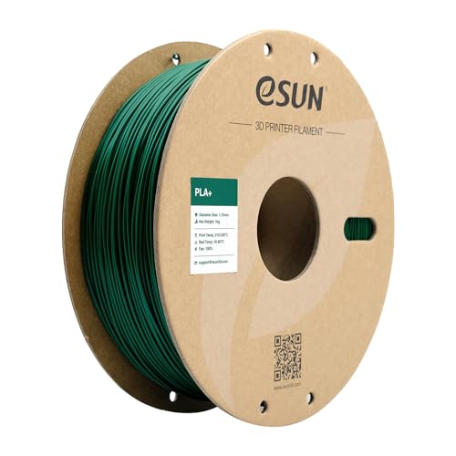 eSUN PLA+ Filament 1.75mm, 3D Drucker Filament PLA Plus, Maßgenauigkeit +/- 0.03mm, 1kg Spule (2.2 LBS) 3D Druck Filament für 3D Drucker, Grün von eSUN