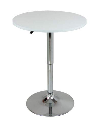 eSituro SBST0092 1 x Bartisch Esstisch Küchentisch Stehtisch, höhenverstellbar & 360° drehbar, Tischplatte φ 60cm, Weiss von eSituro