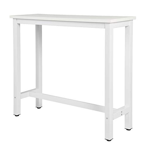 eSituro SBST0398 Bartisch Stehtisch mit Metallgestell,120x40x100cm, Küchentheke Küchenbar Tresentisch Industrie-Design Küchentisch, Weiss von eSituro