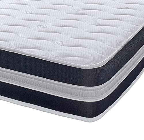 eXtreme comfort ltd Memory-Schaum und Federn, 22,9 cm, 3D Airflow tiefer Komfort, Mikro-Gesteppte Matratze (1,2 m kleines Doppelbett), Gedächtnisschaum, schwarz/weiß, 122 cm von eXtreme comfort ltd