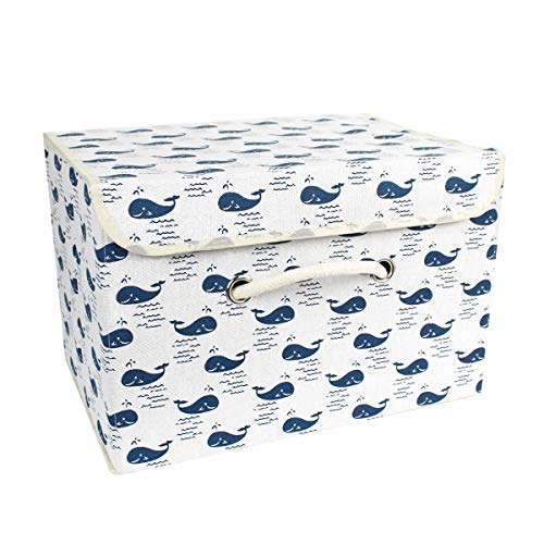 Aufbewahrungskiste Spielzeugkiste Faltbar Aufbewahrungsbox mit Deckel Kinder Spielzeug Organizer Aufbewahrungskorb Korb für Kleidung Faltbox Vorratsbehälter aus Baumwollgewebe (Wal) von Fitwish