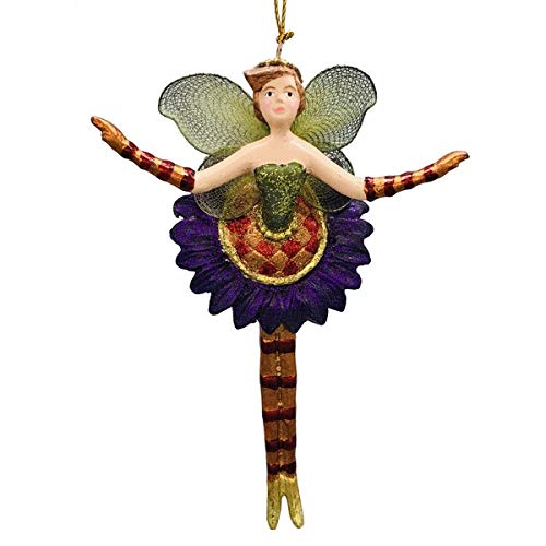 ecosoul Blumenelfe Elfe Weihnachten Ostern Baumschmuck Figur Deko Hänger Christbaumschmuck 15 cm (Ballerina Kupfer-grün-lila) von ecosoul