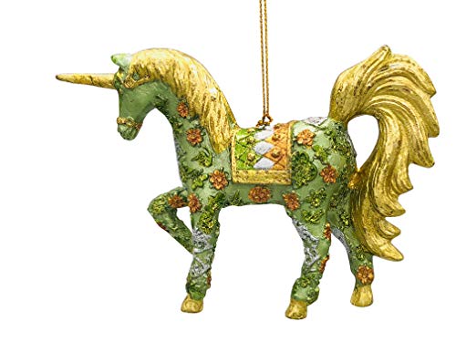 ecosoul Einhorn Weihnachten Baumschmuck Figur Deko Hänger Christbaumschmuck 15 cm (mintgrün-Gold) von ecosoul