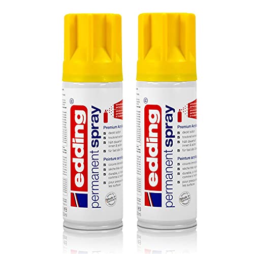 2X edding Permanent Spray verkehrsgelb 200 ml Premium Acryllack, RAL 1023 von edding
