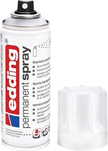 edding 5200 Permanent Spray Klarlack - transparent seidenmatt - 200 ml - Acryllack für ein seidenmattes Finish - zum Fixieren und Schützen der Lackierung - Klarlack Spray von edding