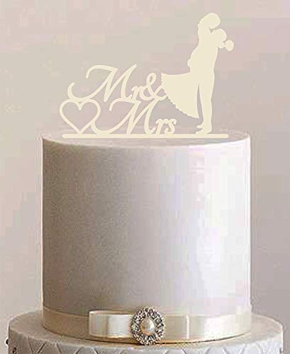 Cake Topper, Kuss, Tortenstecker, Tortefigur Acryl, Hochzeit Hochzeitstorte Kuchenaufstecker (Elfenbein) Art.Nr. 5020 von edelstahlheini.de