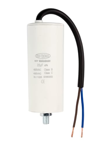 Kondensator Anlaufkondensator Motorkondensator Arbeitskondensator Kabel 25µF 450V von edi-tronic