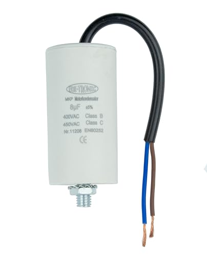 Kondensator Anlaufkondensator Motorkondensator Arbeitskondensator Kabel 8µF 450V von edi-tronic