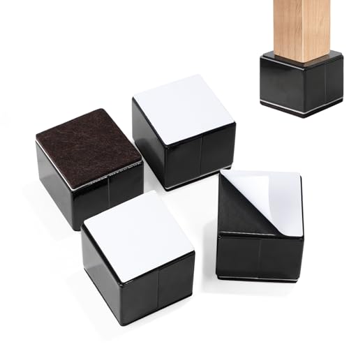 efuturetime 4pcs Möbelerhöhung aus Karbonstahl Selbstklebend, 5x6x6cm, Tischerhöhung Quadratisch Schwarz, Tischerhöhung 5 cm Hoch, Betterhöhung für Bett, Sofa, Schrank, Waschmaschine von efuturetime