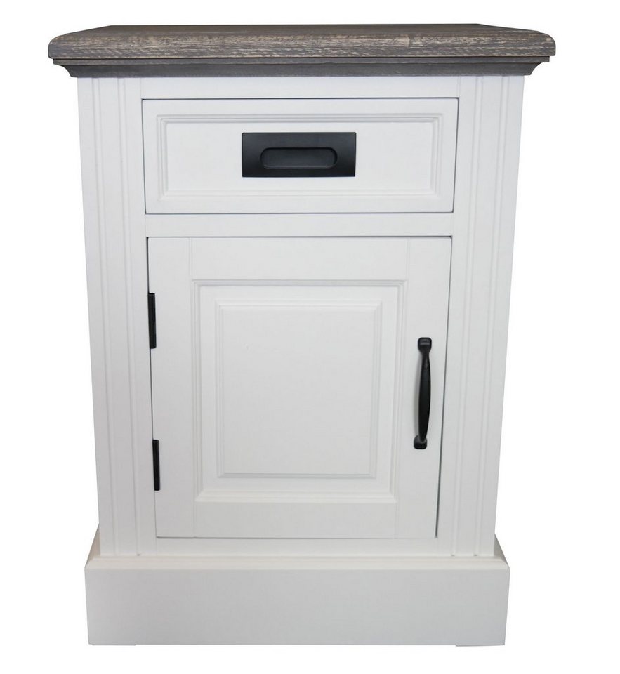 elbmöbel Beistelltisch Kommode Schubladen und Tür in weiß (FALSCH), Nachttischschrank: Schublade 46x64x35 cm weiß Landhausstil von elbmöbel