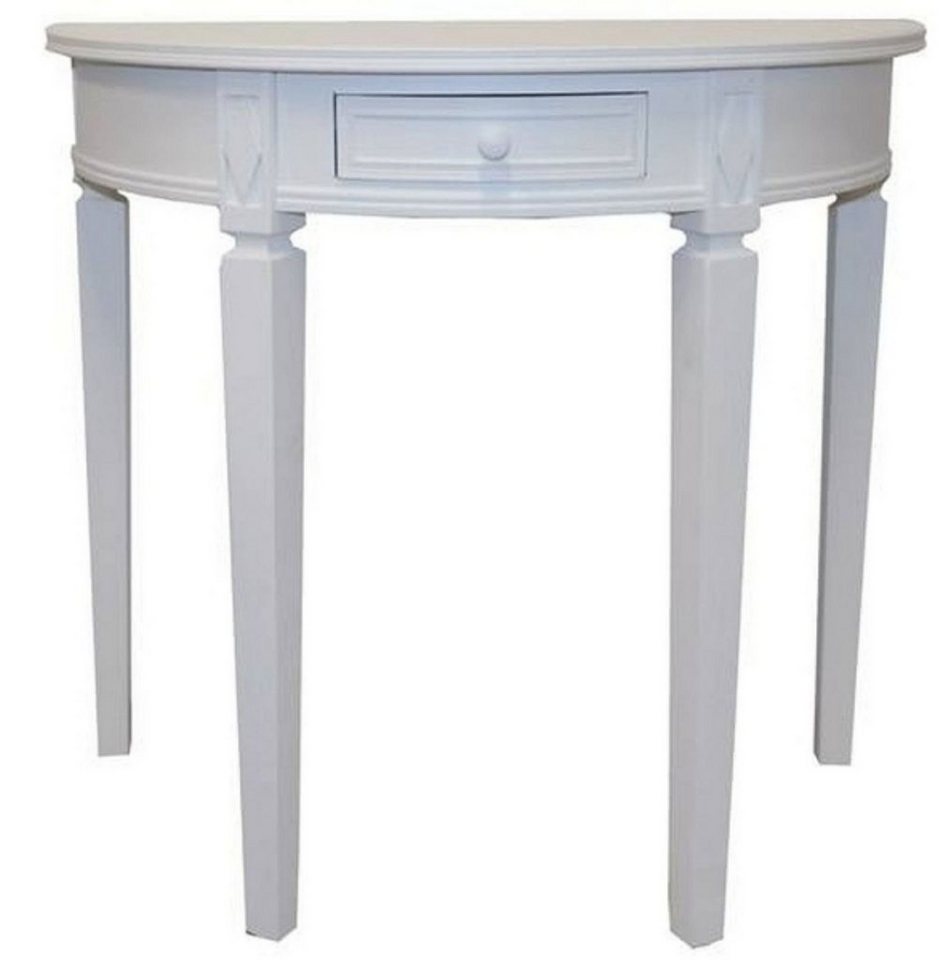 elbmöbel Konsolentisch Tisch weiß halbrund Landhaus (FALSCH), Konsolentisch: 1 Schublade 80x75x40 cm weiß Landhausstil von elbmöbel