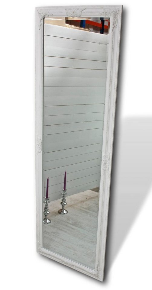 elbmöbel Wandspiegel Wandspiegel 187x62x7 vintage white, Spiegel: Wandspiegel 187x62x7 cm weiß Shabby Chic von elbmöbel