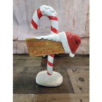 Merry Xmas Weihnachtsmütze Zuckerstange Schnee Glitzer Xmas Figur Dekor von elegantcloset21