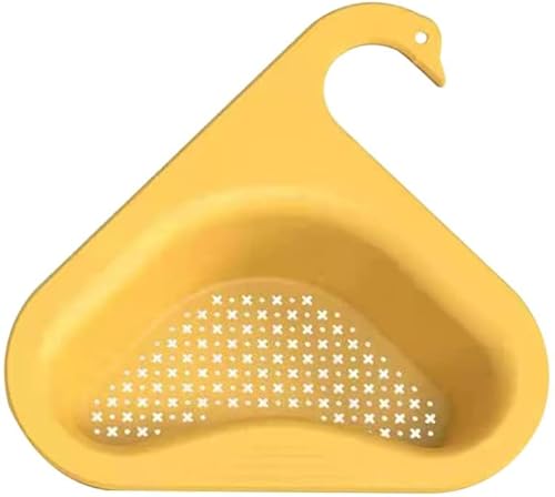 elemhome Swan AbflusskorbSpülbeckenfilter passt für alle Spüle, spart Platz für Küchenspüle, Ecke, Küchenspüle, Siebkorb, multifunktionales Dreiecksbecken-Ablaufgestell, passend für alle Spülen (gelb) von elemhome