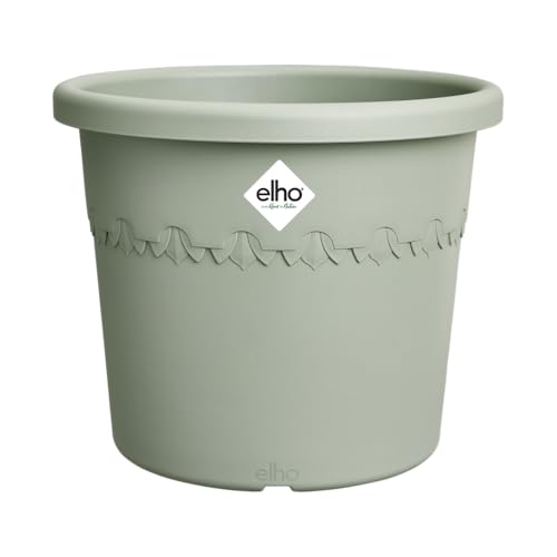 elho Algarve Cilindro Wheels 48cm – Großer Blumentopf für den Außenbereich – Pflanzgefäße – 100% recycelter Kunststoff - Grün/Thymian Grün von elho