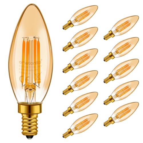 emotionlite E14 LED Lampe, LED Filament Glühlampen, 4W (40W Equivalent), E14 Kerzenleuchter Basis Amber Glow, 2200K, 12 Stück von emotionlite