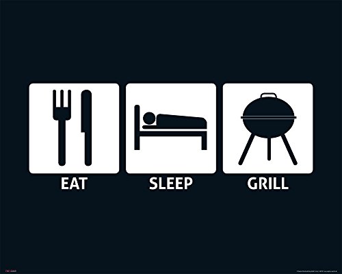 Eat, Sleep, Grill - Fun Mini Poster Plakat Druck - Größe 50x40 cm von empireposter