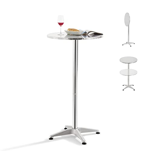 [en.casa] 2in1 Stehtisch Avesta 75/115 cm Höhenverstellbar Bartisch Rund Ø60 cm klappbar Bistrotisch Indoor Outdoor Aluminiumgestell Silber von [en.casa]