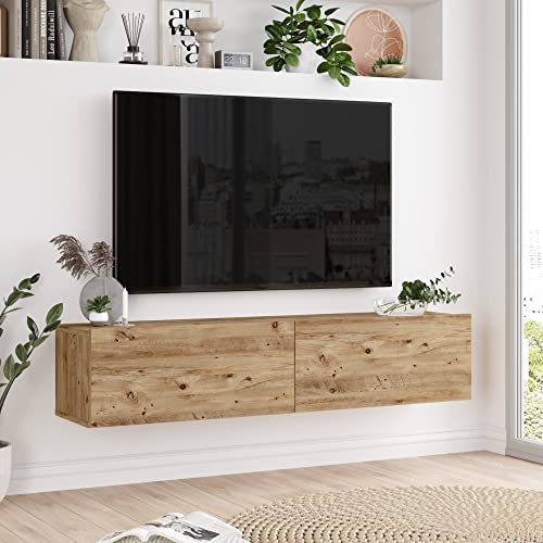 [en.casa] TV Hängeboard Lapinlahti Lowboard Hängeschrank 140 cm TV Board Fernsehtisch Wandregal hängend Eiche rustikal von [en.casa]