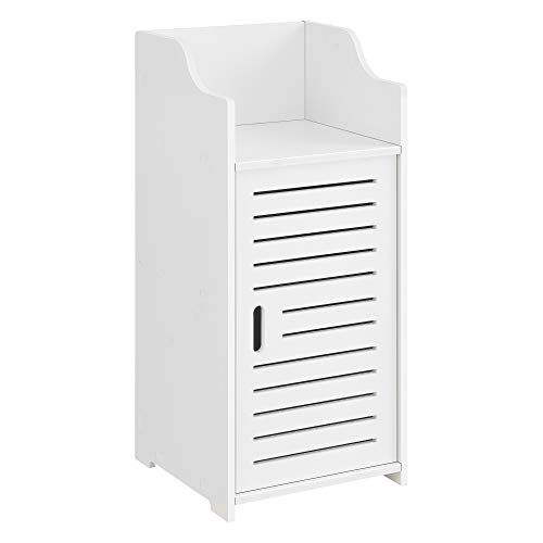 [en.casa] Badezimmerschrank Svanvik 72x32x32cm Weiß Midischrank WPC Badkommode mit 2 Ablagen und Tür Badregal von [en.casa]