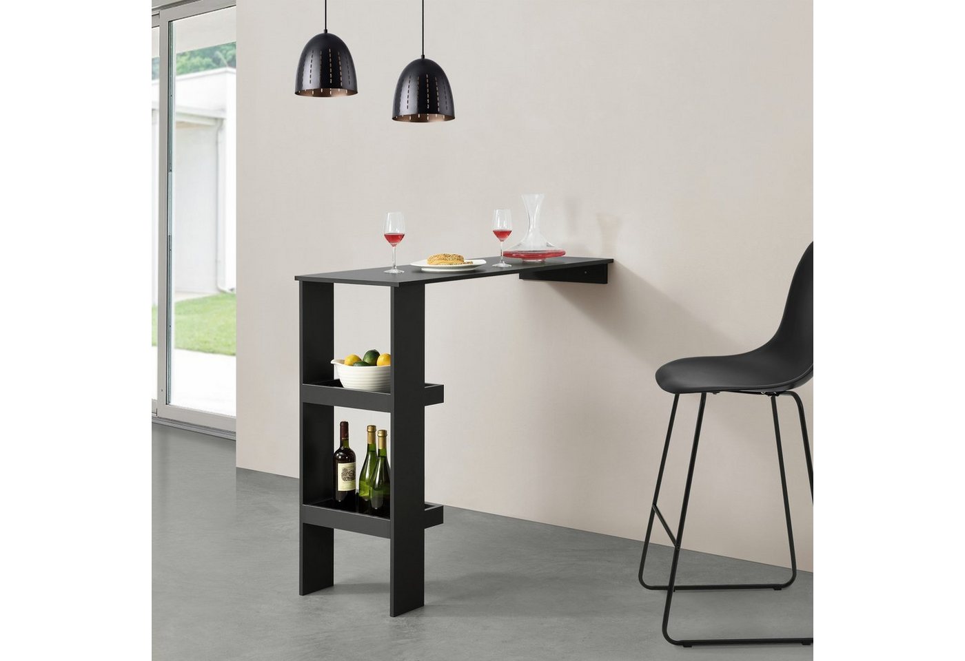 en.casa Bartisch, Sölvesborg Stehtisch 120x45x106cm Schwarz von en.casa