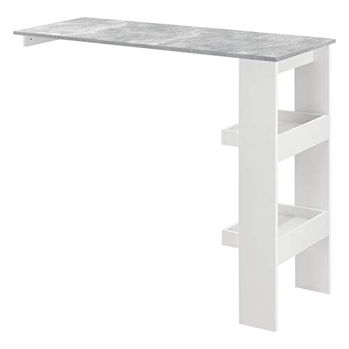 [en.casa] Bartisch Bromölla 120 x 45 x 106 Stehtisch für Wandmontage mit Ablagen Weiß/Betonoptik von [en.casa]