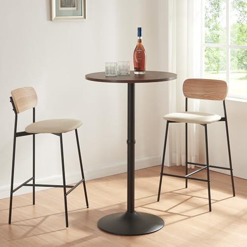 [en.casa] Bartisch Vantaa Stehtisch mit Höhe von 100cm Loungetisch Partytisch mit Metallgestell Bartresen Bistrotisch Ø60cm Rund Esstisch für Küche Wohnzimmer Festsaal Walnuss von [en.casa]