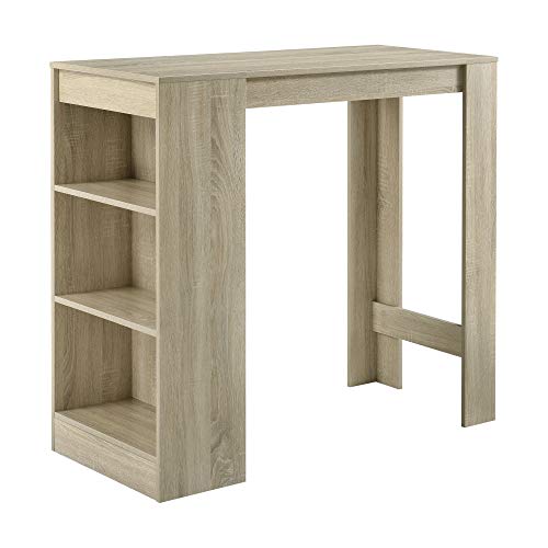 [en.casa] Bartisch mit integrierter Hausbar Esstisch 110 x 50 x 103 cm Tresentisch mit 3 Ablageflächen Stehtisch Bartheke mit 3 Fächern Küchentheke Tresen Eiche-Optik von [en.casa]