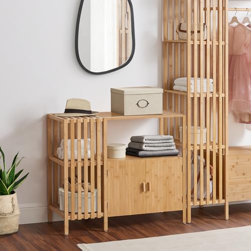 [en.casa] Beistellschrank Varanger Sideboard mit 2 Türen Badschrank Waschbeckenunterschrank Bambusschrank für Wohnzimmer Badezimmer 93,5x40x80cm von [en.casa]