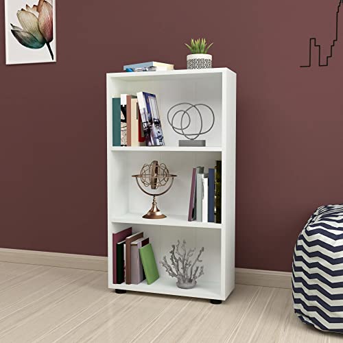 [en.casa] Bücherregal Vara mit Stauraum Wohnzimmerregal 106 x 55 x 20 cm Raumteiler mit 3 Ebenen Standregal Aufbewahrungsregal Weiß von [en.casa]